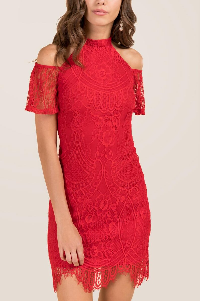 Fancesca's Della Cold-Shoulder Lace Shift