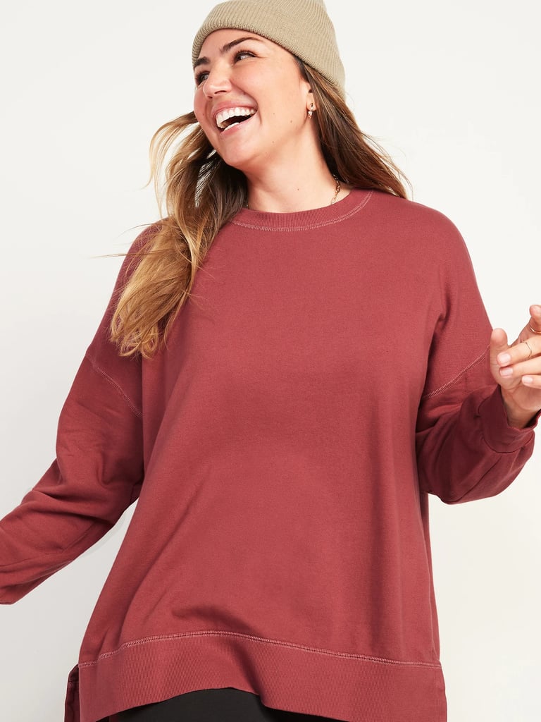 That Lived-in Look: Vintage Long-Sleeve Garment-Dyed French-Terry Tunic Sweatshirt