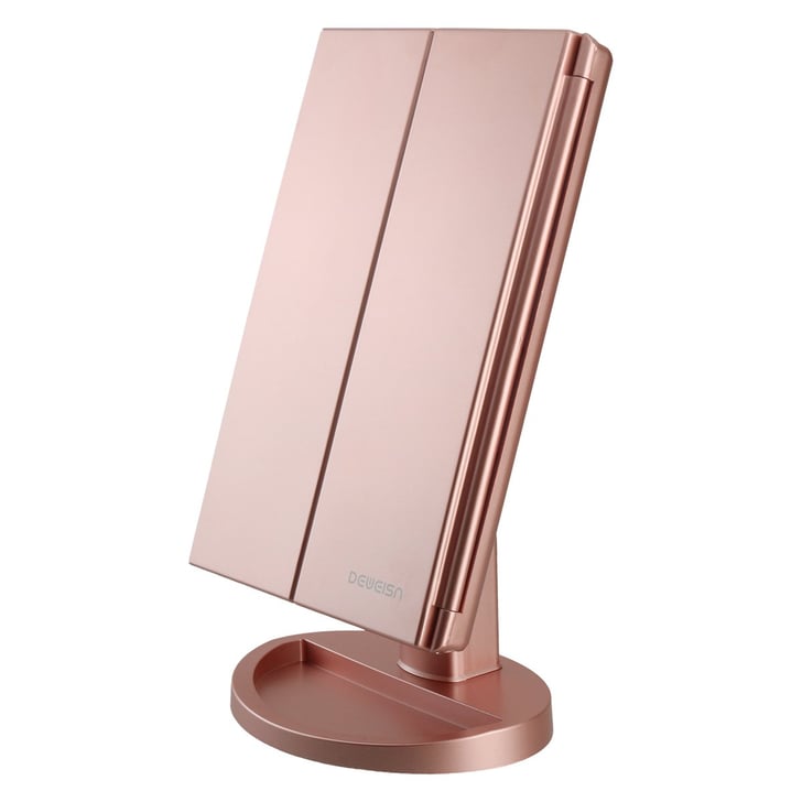 DeWeisn TriFold Lighted Vanity Makeup Mirror Best Makeup Mirrors For