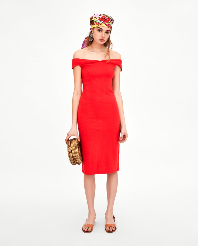 slim fit dress slacks Amari Midi Dress in Tulip Fields Red