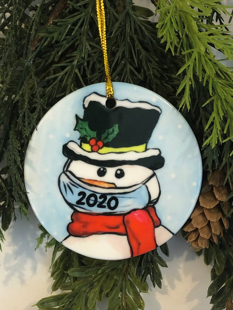 Snowman With Mask Christmas Ornament