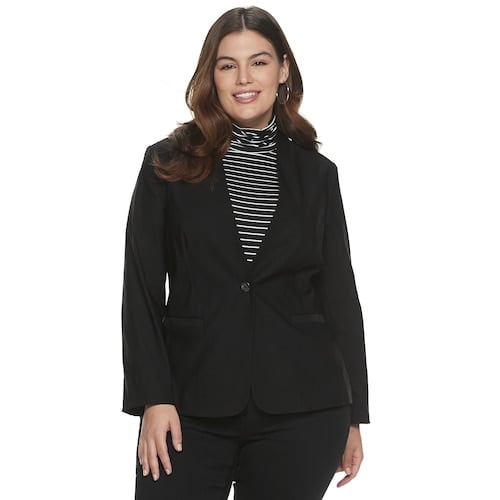 Evri Plus Size Button Front Blazer