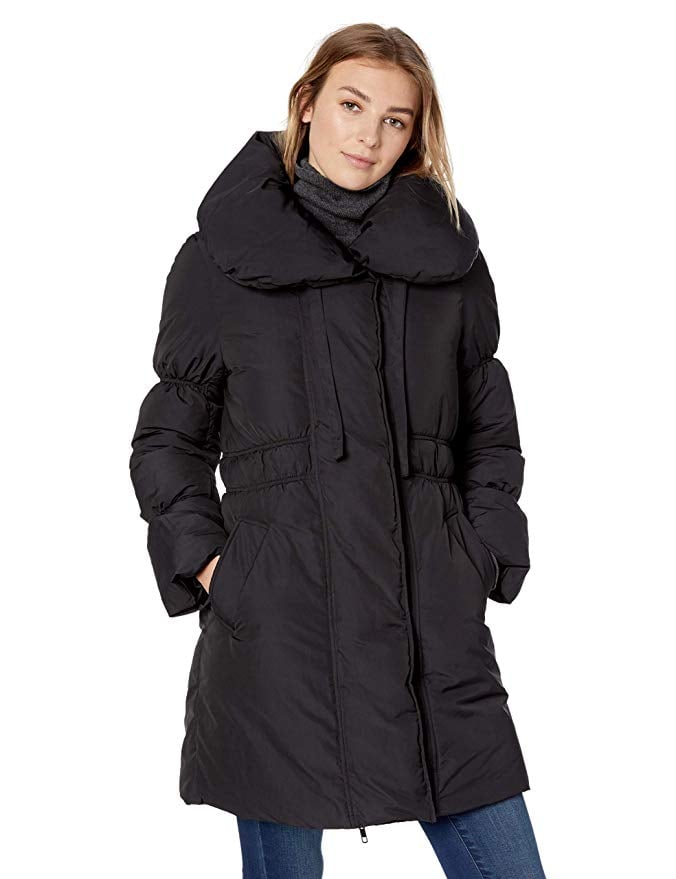 Lark & Ro Shoulder-Pillow Collar Puffer Jacket