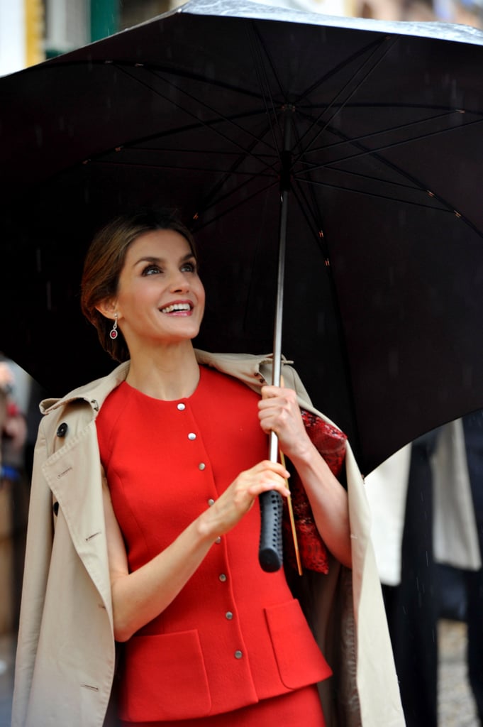 Queen Letizia of Spain's Umbrella Style May 2016