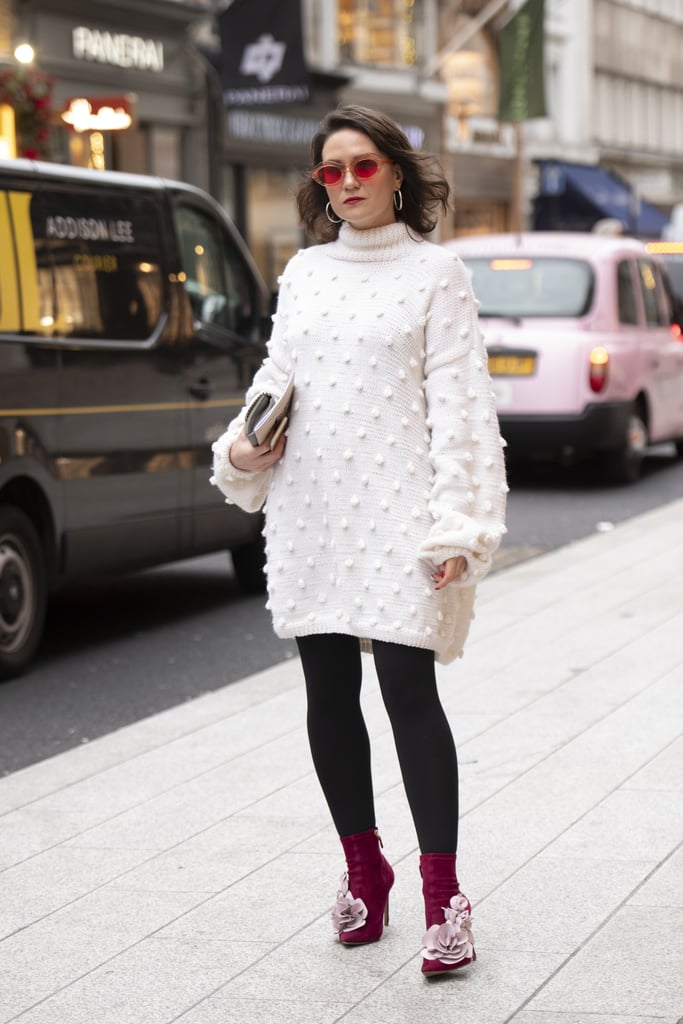 sweater dress with leggings and boots