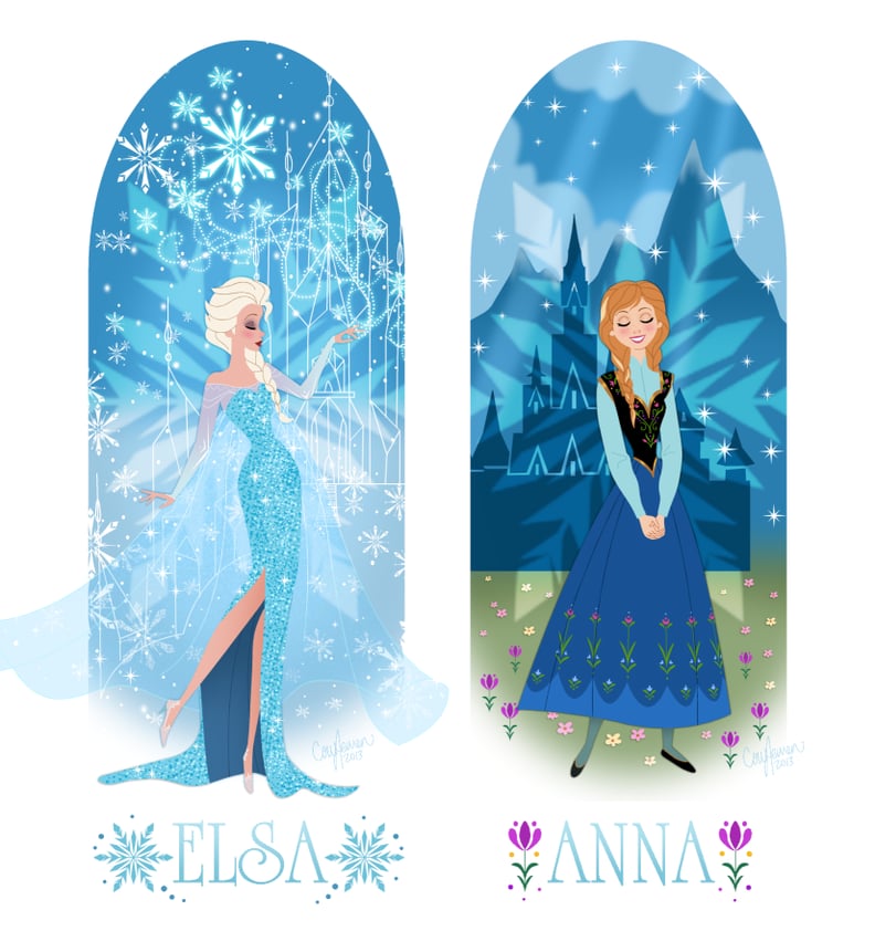 Anna and Elsa With Their Castles