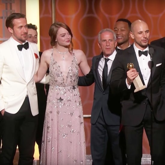 ... Grinning When La La Land Took Home the Golden Globes' Highest Honour