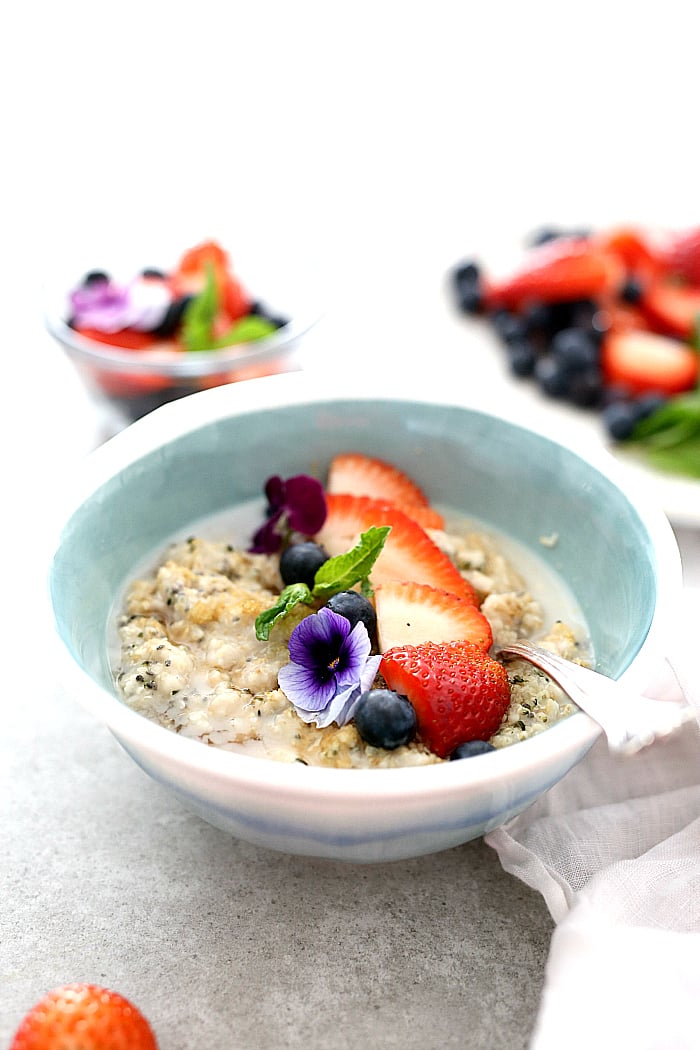 Chia and Hemp Seed Superfood Oatmeal Mediterranean Diet Breakfast