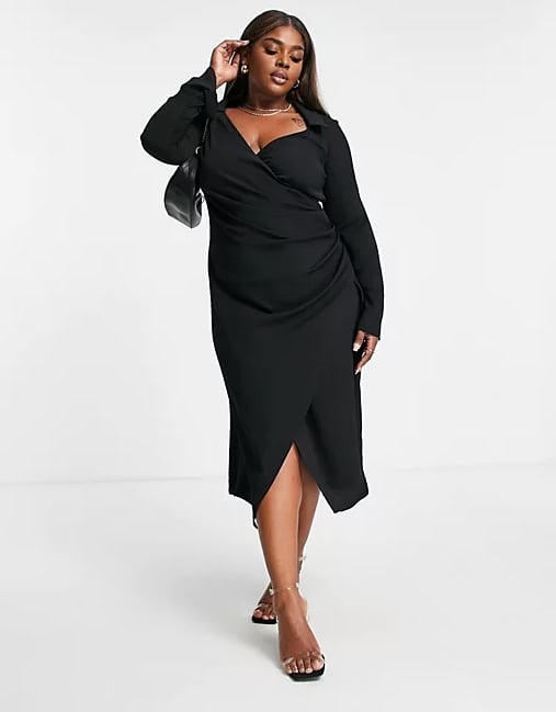 ASOS Design Curve '70s Drape Front Wrap Midi Dress