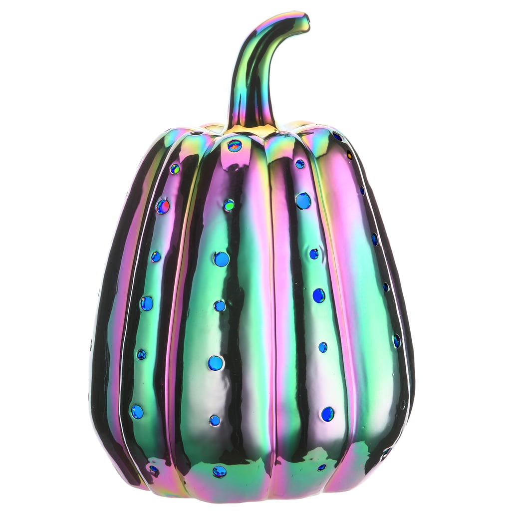 Michaels Halloween Decor: 14" LED Purple Iridescent Pumpkin Decor