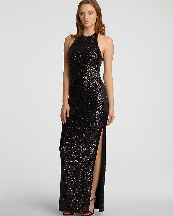 Halston Heritage Black Sequin High-Neck Dress ($495) | Olivia Wilde ...
