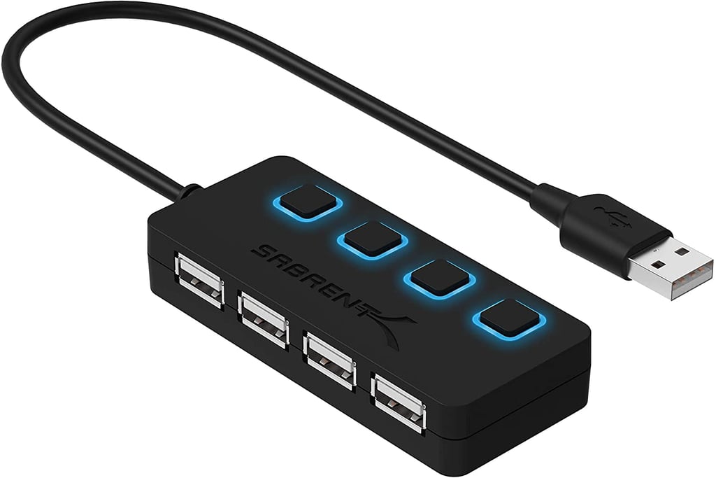 Sabrent 4-Port USB 2.0 Hub with Individual LED lit Power Switches