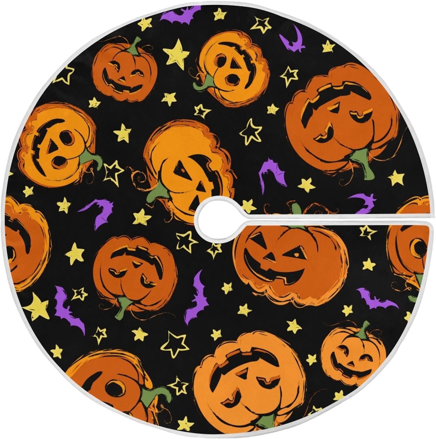 ALAZA Halloween Tree Skirt Decoration,Small Mini Tree Skirt Ornament 35.4 Inch with Spooky Halloween for Halloween Party Holiday Home Decorations