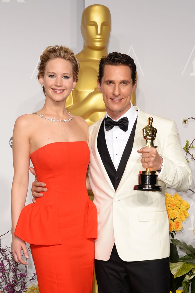 Jennifer Lawrence posed with McConaughey and his statue.
