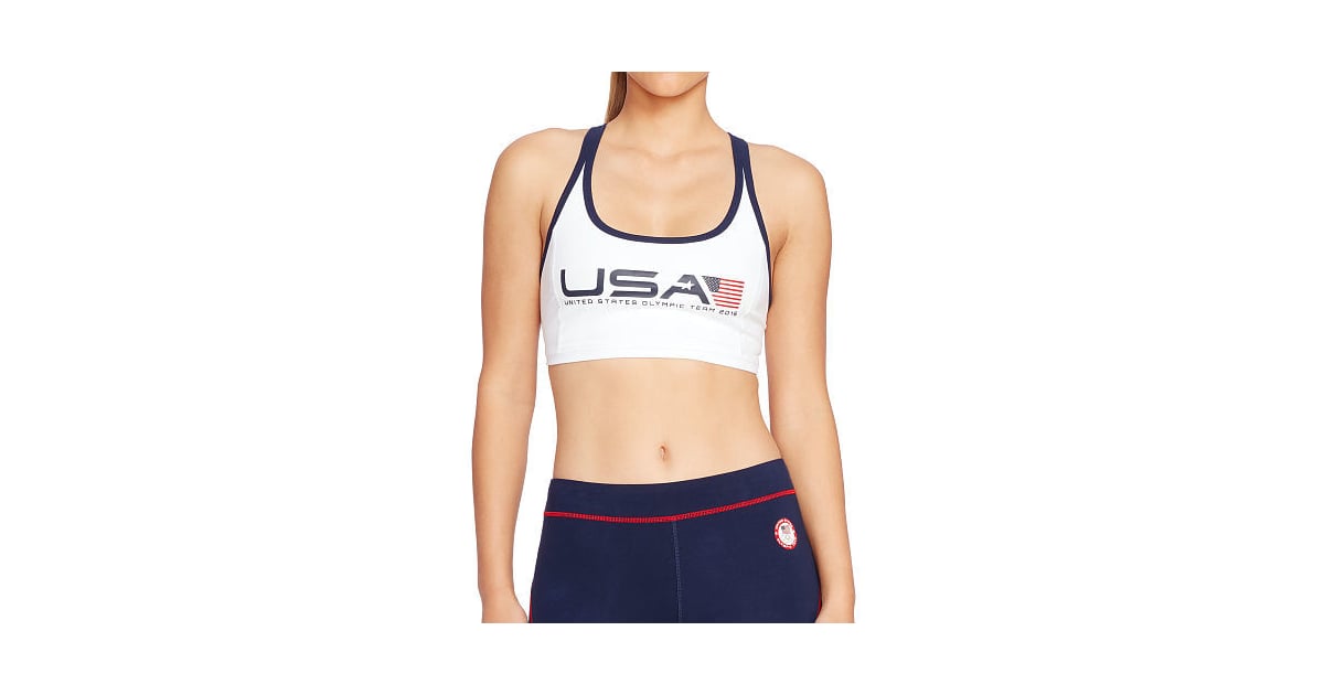 red white and blue sports bra