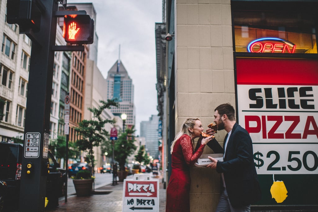 Pizza City Engagement Shoot POPSUGAR Love & Sex