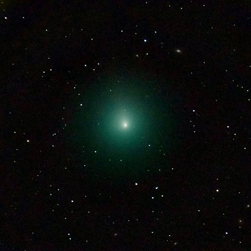 This picture taken from Paris region with a telescope on December 3, 2018 shows the 46P/Wirtanen comet as it will come closer to Earth on December 16, 2018. - The comet will be closer and visible from Earth if weather allows until December 22, 2018. (Phot