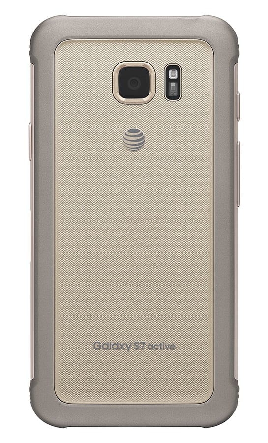The back of the Galaxy S7 Active in Sandy Gold.