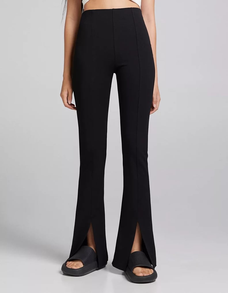 Flared slit-hem leggings