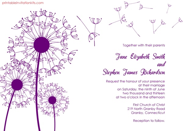 Dandelion Wedding Invitation