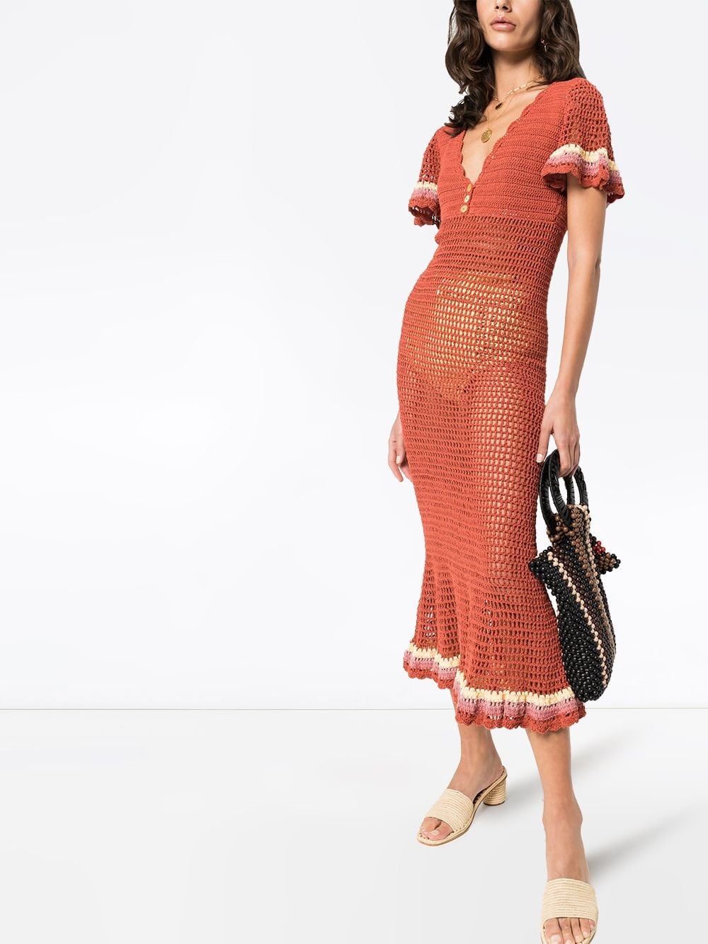 She Made Me Neha Crochet Fitted Midi Dress Not Your Grandma s