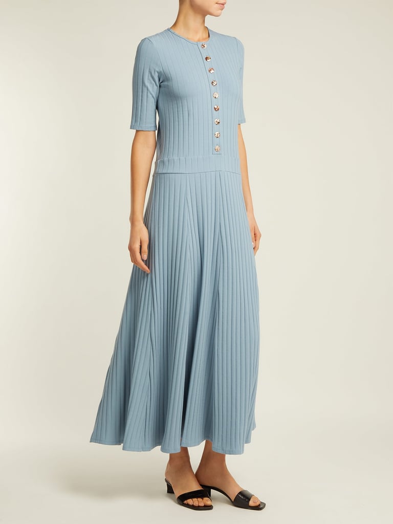 Albus Lumen Azul Ribbed Cotton-Blend Maxi Dress