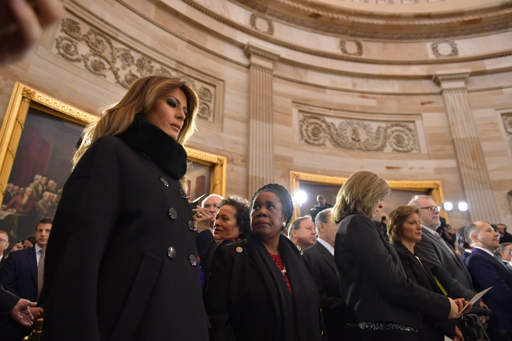 Melania Trump's Black Coat and Gloves at Memorial Service