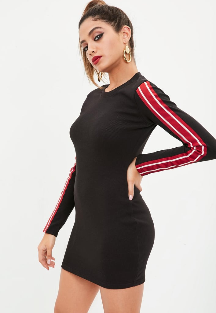 Black Sports Ribbed Dress