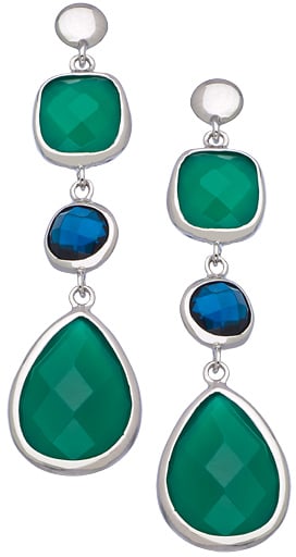 Andara Pear Green Onyx Blue Glass Earrings ($125)