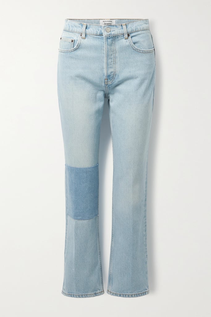 Reformation + Net Sustain Cynthia Patchwork High-Rise Straight-Leg Jeans