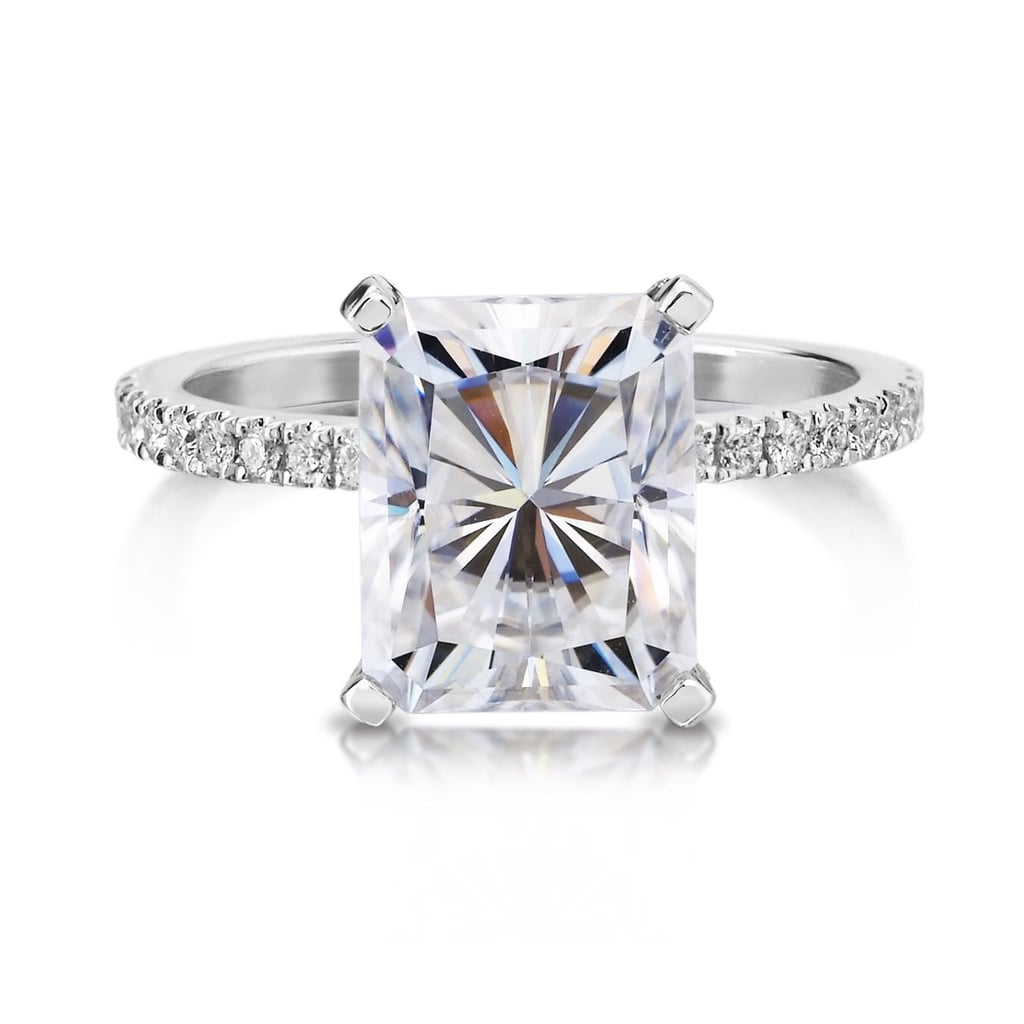 Pristine Custom Rings Moissanite 3.90ct Radiant Cut Engagement Ring