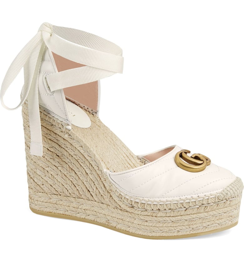 Gucci Palmyra Ankle Tie Espadrille Wedges