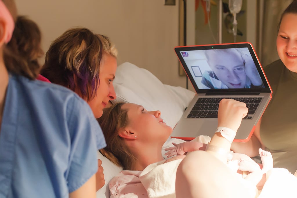 Photos of Military Birth Witnessed Over Skype