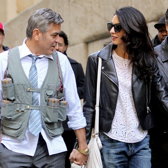 Amal Alamuddin Visits George Clooney on Set With His Dog
