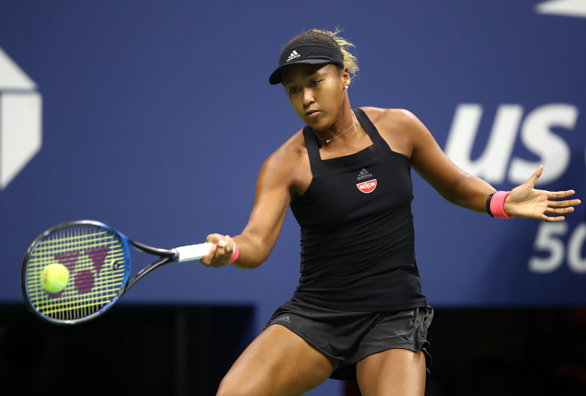 NEW YORK, NY - SEPTEMBER 08:  Naomi Osaka of Japan returns the ball during her Women's Singles finals match against Serena Williams of the United States on Day Thirteen of the 2018 US Open at the USTA Billie Jean King National Tennis Centre on September 8, 2018 in the Flushing neighbourhood of the Queens borough of New York City.  (Photo by Julian Finney/Getty Images)