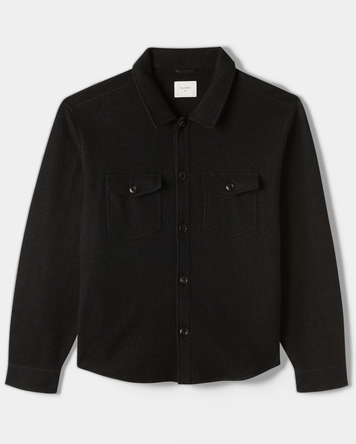 black wool shirt jacket