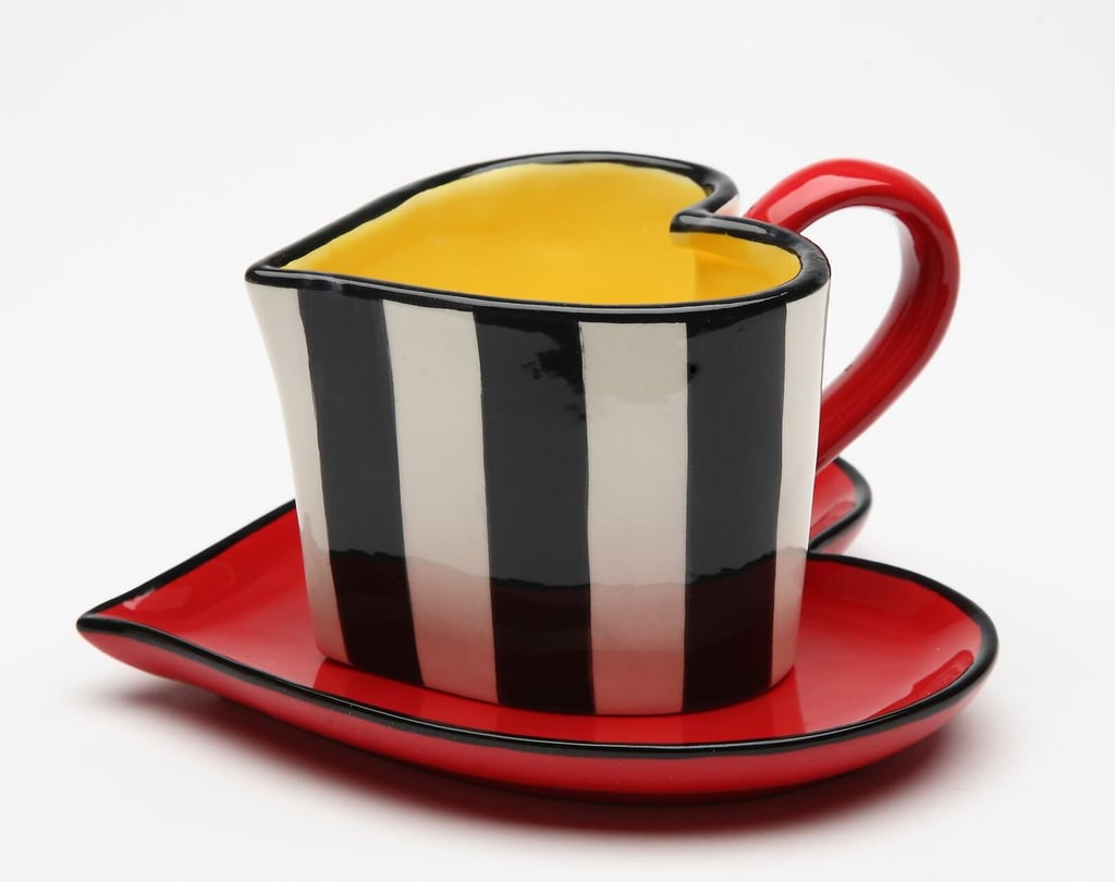 Winston Porter Peguero Heart Shaped Striped Teacup & Saucer