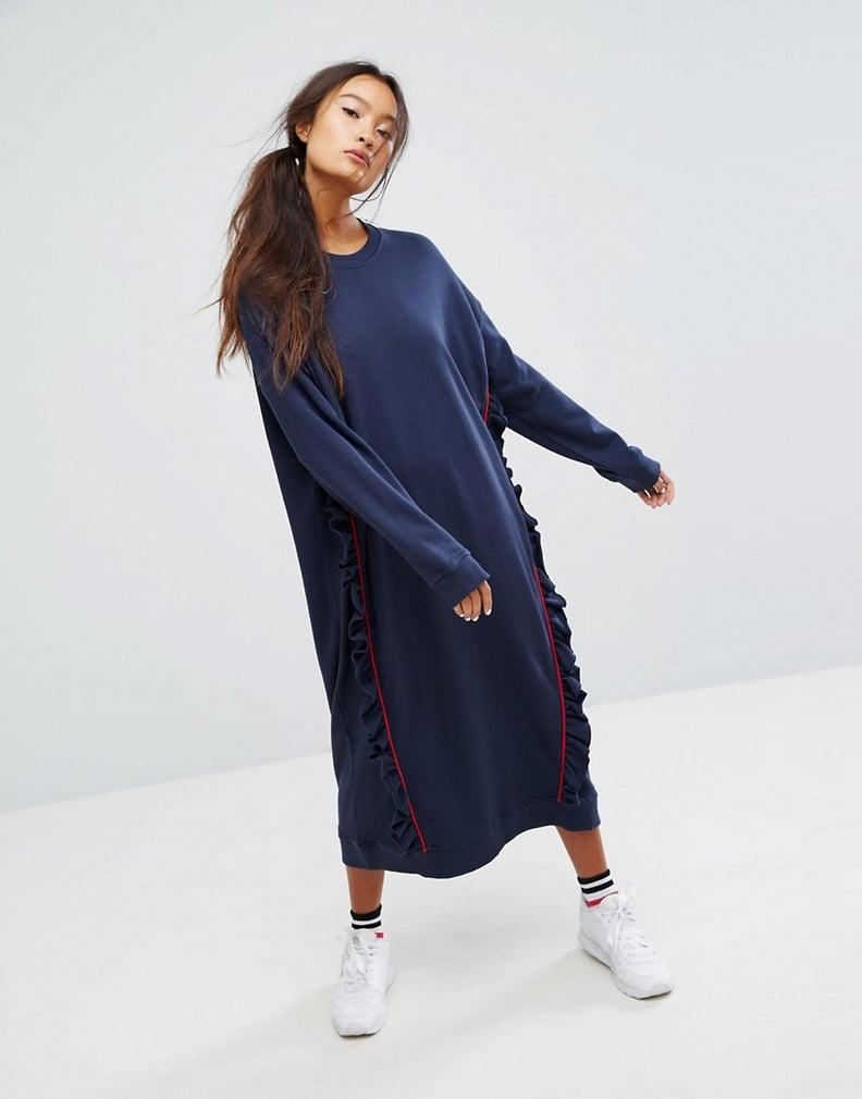 Monki Ruffle Contrast Sweat Dress