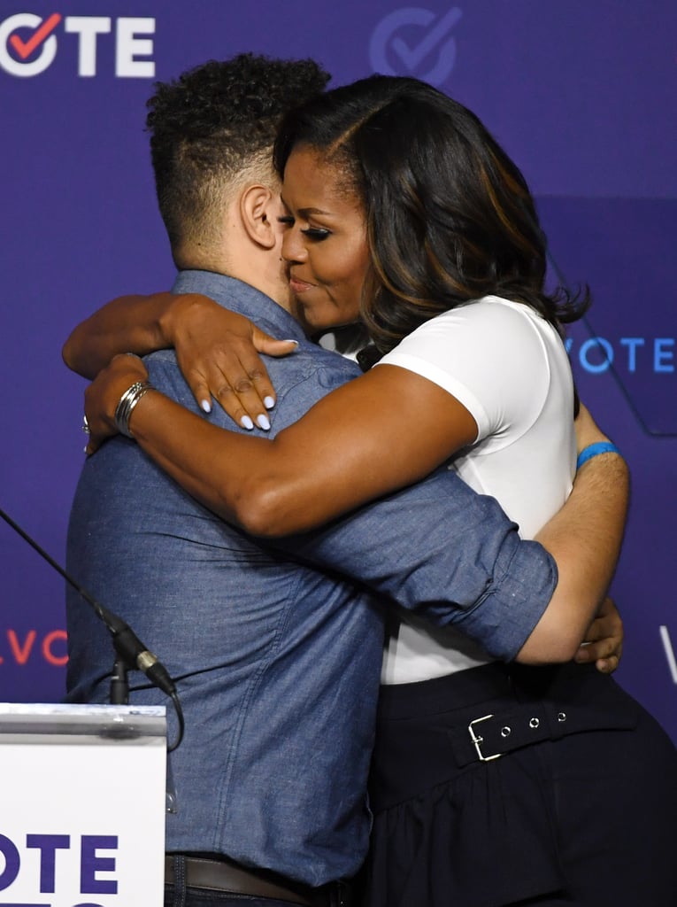 Michelle Obama Ruffled Pants at Rally in Las Vegas 2018