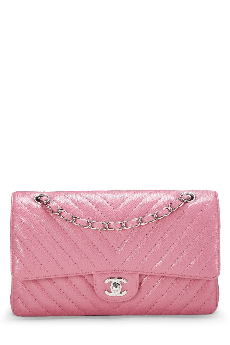 Chanel Pink Chevron Caviar Classic Double Flap Bag