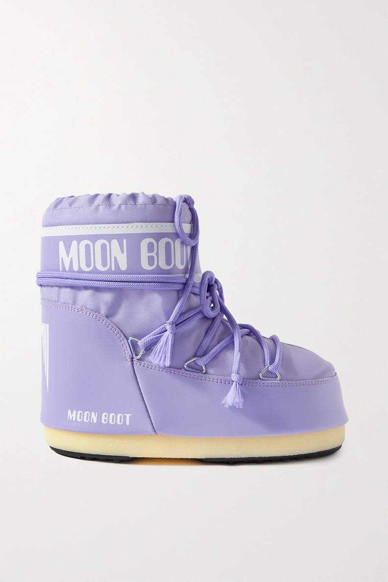 Moon Boot Purple Icon Low Shell and Faux Leather Snow Boots
