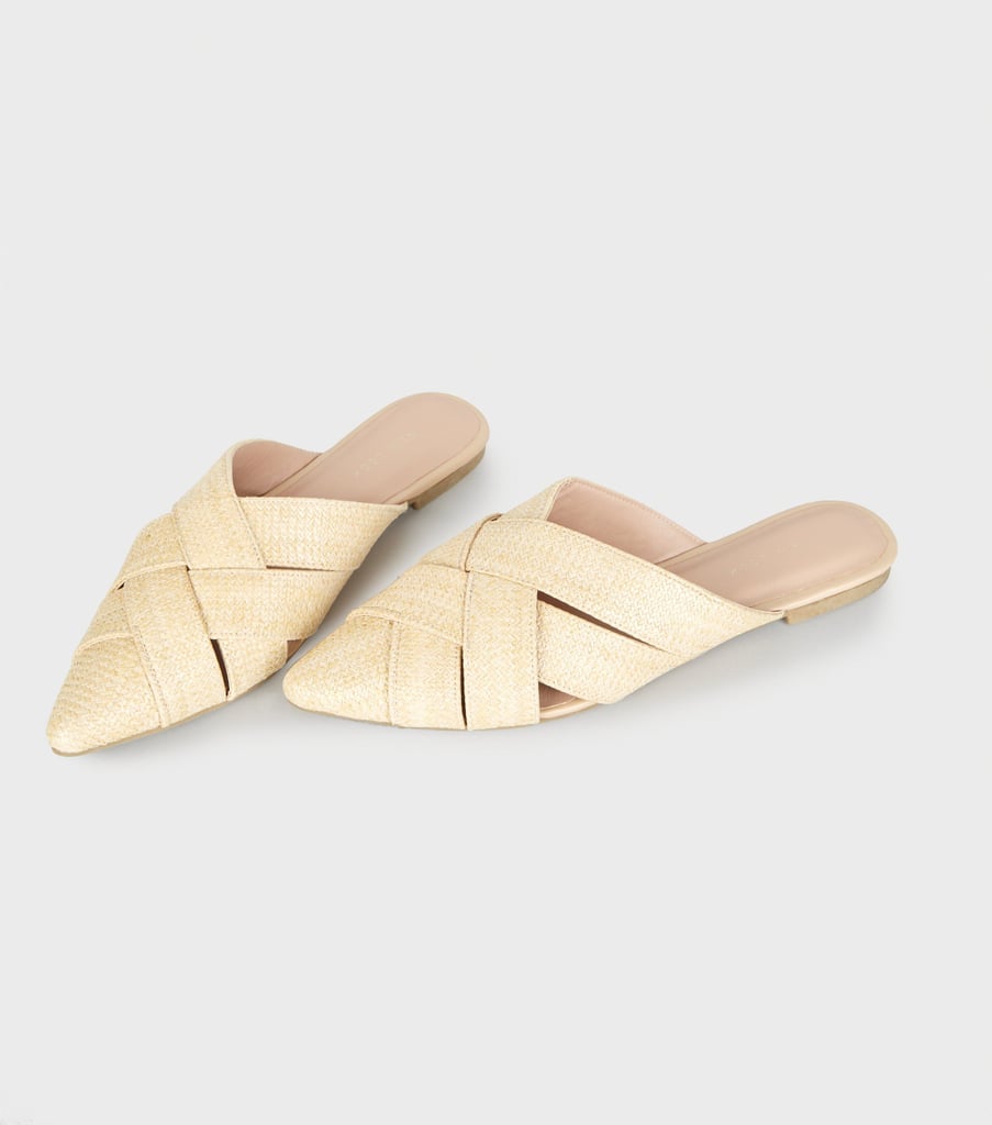New Look Off White Straw Effect Pointed Mules