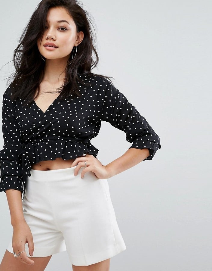 PrettyLittleThing Polka Dot Wrap Blouse