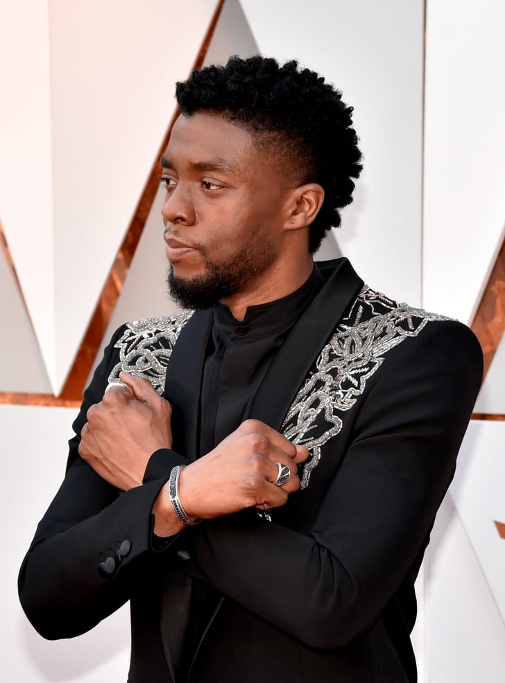 Chadwick Boseman "Wakanda Forever" at the 2018 Oscars ...