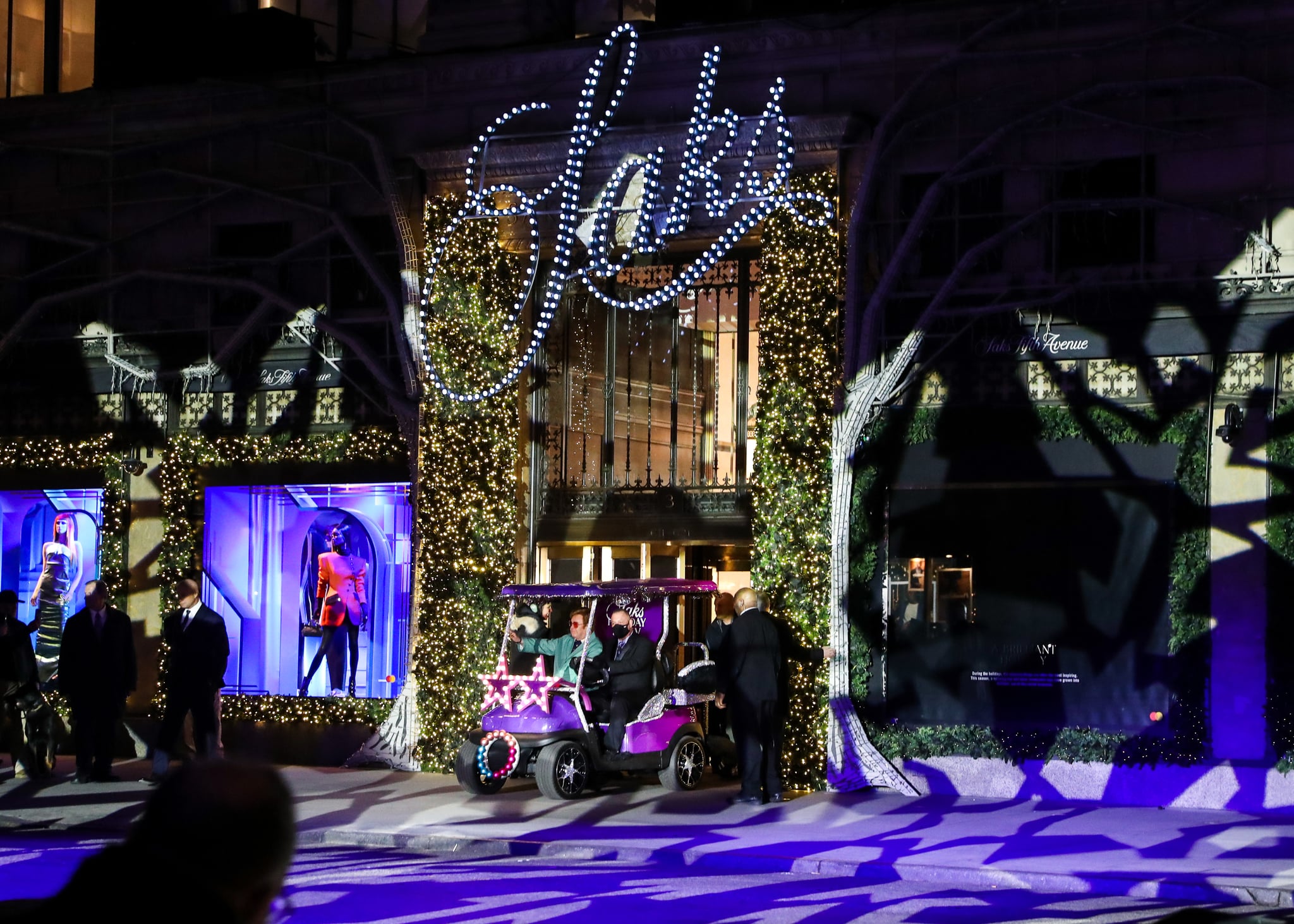 Elton John Performs at Saks Holiday Window Unveiling