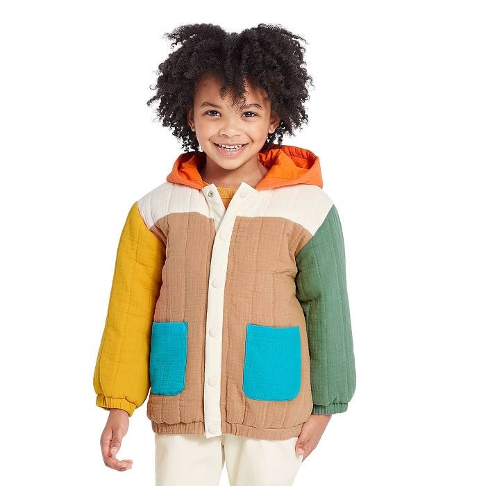 Layer Up: Toddler Colour Block Quilted Hooded Jacket