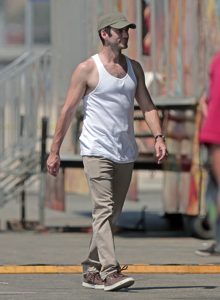 Wes Bentley on the set.