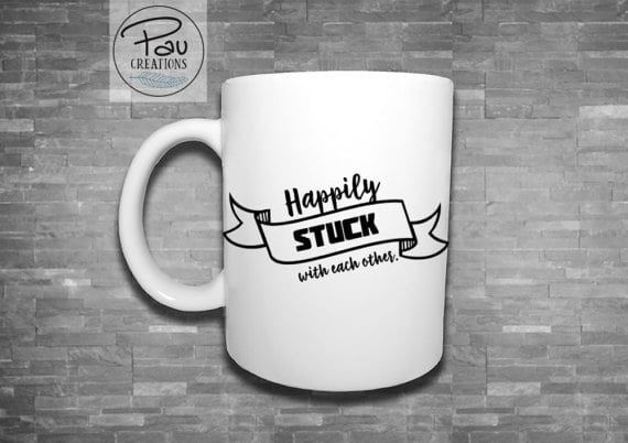 Happily Stuck With You Valentine's Day Mug