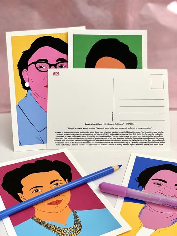Coretta Scott King and Other Female Civil Rights Activists Postcard Set