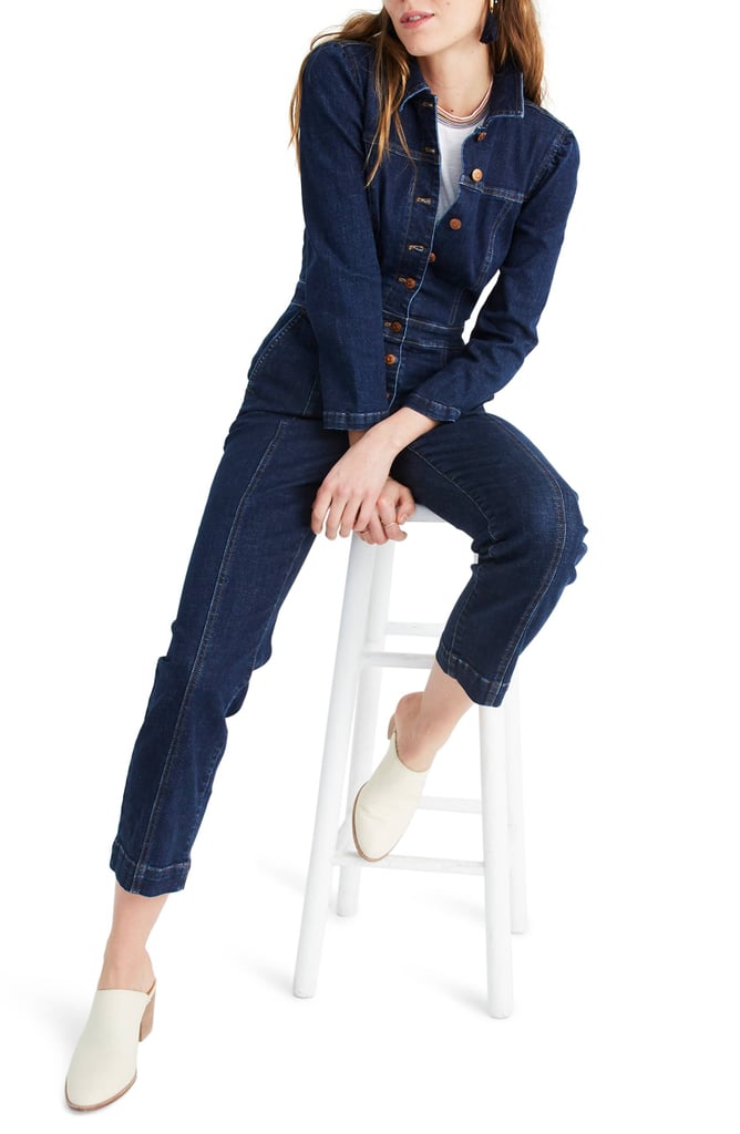 Madewell Puff-Sleeve Denim Jumpsuit